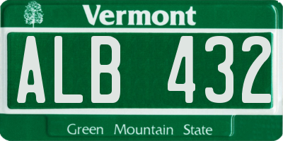 VT license plate ALB432