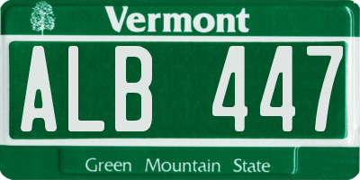 VT license plate ALB447