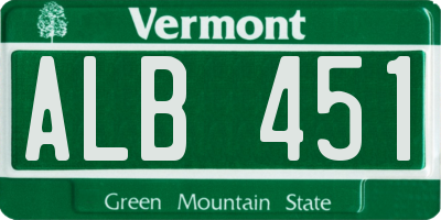 VT license plate ALB451