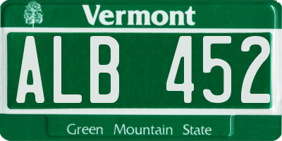VT license plate ALB452
