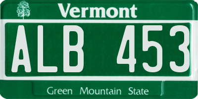 VT license plate ALB453