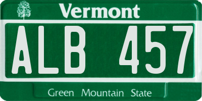 VT license plate ALB457