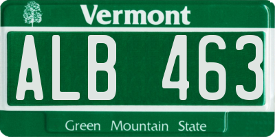 VT license plate ALB463