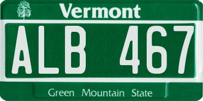 VT license plate ALB467