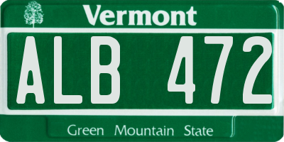 VT license plate ALB472