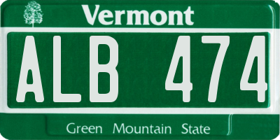 VT license plate ALB474