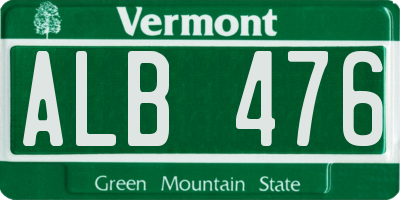 VT license plate ALB476