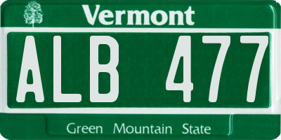 VT license plate ALB477