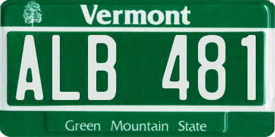 VT license plate ALB481