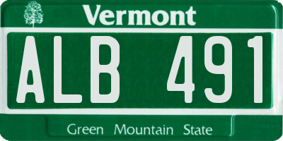 VT license plate ALB491