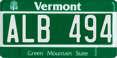 VT license plate ALB494