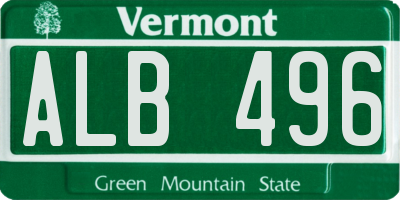 VT license plate ALB496
