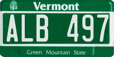 VT license plate ALB497