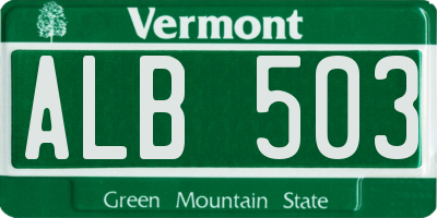 VT license plate ALB503