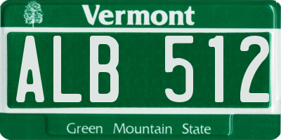 VT license plate ALB512