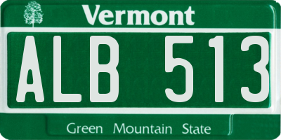 VT license plate ALB513