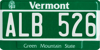 VT license plate ALB526