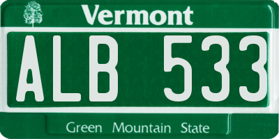 VT license plate ALB533