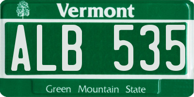 VT license plate ALB535