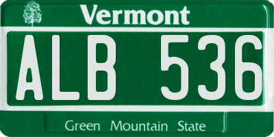 VT license plate ALB536