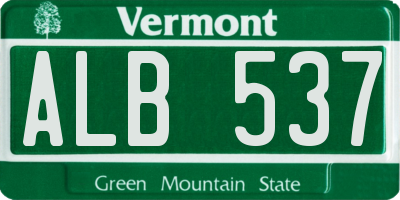 VT license plate ALB537
