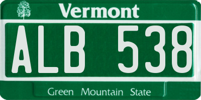 VT license plate ALB538