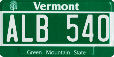 VT license plate ALB540