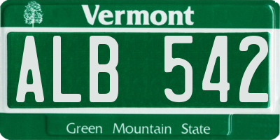 VT license plate ALB542