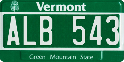VT license plate ALB543