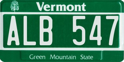 VT license plate ALB547