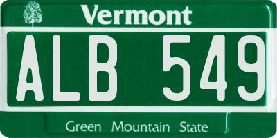 VT license plate ALB549