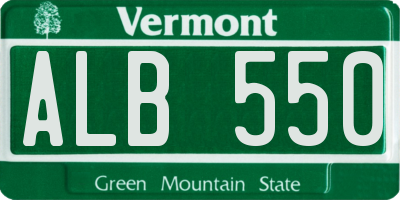 VT license plate ALB550