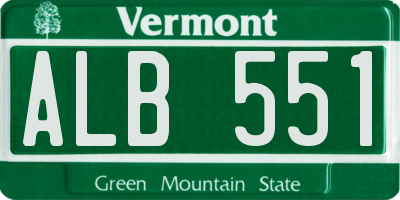 VT license plate ALB551