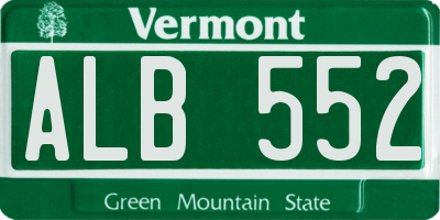 VT license plate ALB552