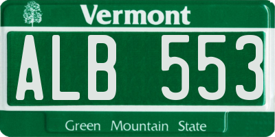 VT license plate ALB553