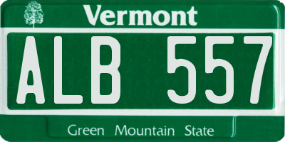 VT license plate ALB557