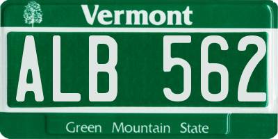 VT license plate ALB562