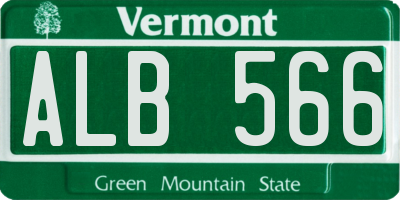 VT license plate ALB566