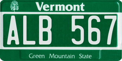 VT license plate ALB567
