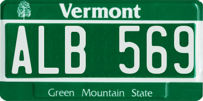 VT license plate ALB569