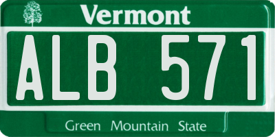 VT license plate ALB571