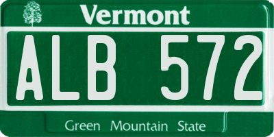 VT license plate ALB572
