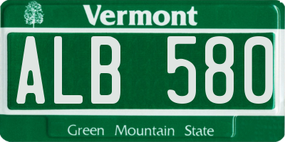 VT license plate ALB580