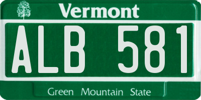 VT license plate ALB581