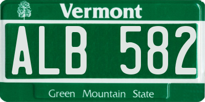 VT license plate ALB582