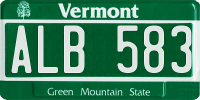 VT license plate ALB583