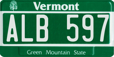 VT license plate ALB597