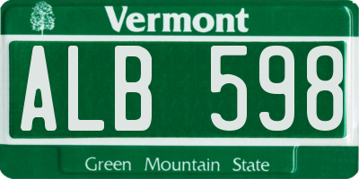 VT license plate ALB598