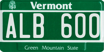 VT license plate ALB600