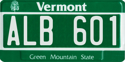 VT license plate ALB601